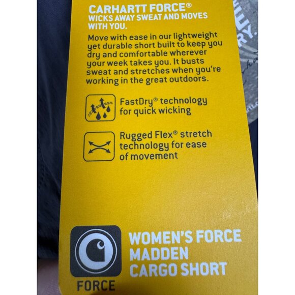 Carhartt Shorts Womens Size 16 Gray Force Madden Cargo Lightweight Rugged Flex - Picture 5 of 10
